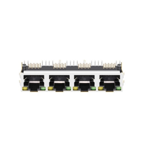 TWE5127AHNL, 1x4 Port Ethernet RJ45 without Transformer Tab Up with Green/ Yellow Led - TeleWire Technology