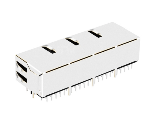 TWE215ADNL, 1x4 Port Ethernet RJ45 without Transformer Tab Down with Yellow/ Green Led - TeleWire Technology