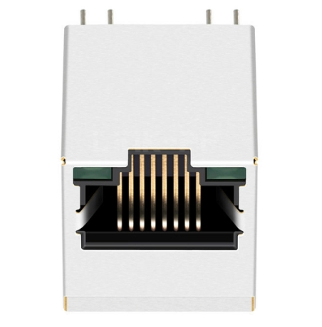 TWD6122BFNL, 10/100 Base Vertical RJ45 with Transformer Tab Up with Green/Green Led - TeleWire Technology