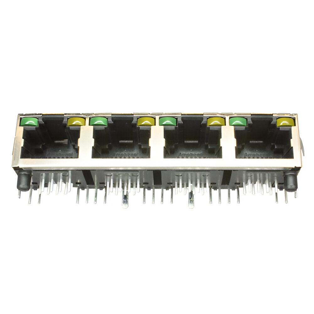 TWE082599255S4L2U, 1x4 Port Ethernet RJ45 without Transformer Tab Up with Green/ Yellow Led