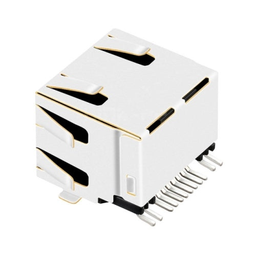 TWE212XAGNL, SMT Ethernet RJ45 without Transformer Tab Up with Yellow/ Green Led - TeleWire Technology