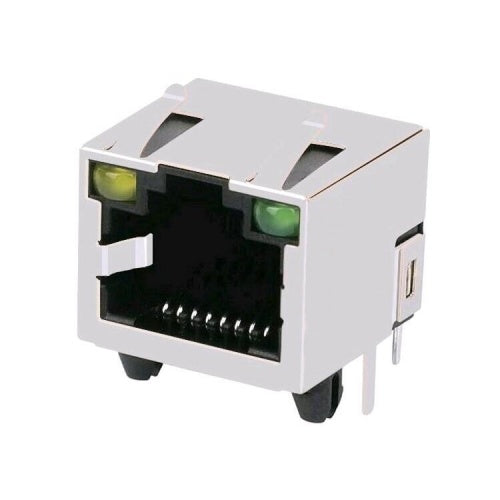 TWE212AGNL, Ethernet RJ45 without Transformer Tab Up with Yellow/ Green Led - TeleWire Technology