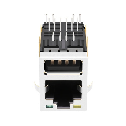 TWE4171AGNL, RJ45 with Single USB without Transformer Tab Up with Yellow/ Green Led - TeleWire Technology