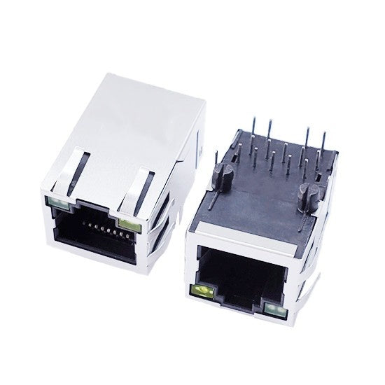 TW28531AHNL, 1000 Base Gigabit Ethernet RJ45 MagJack Tab Up with Green/Yellow Led - TeleWire Technology