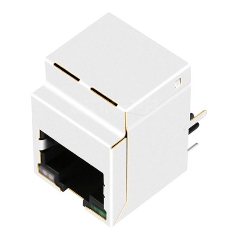 TWDK5854B41NL, 1000 Base Gigabit Vertical RJ45 with Transformer Tab Up with Green/ Yellow&Green Led - TeleWire Technology