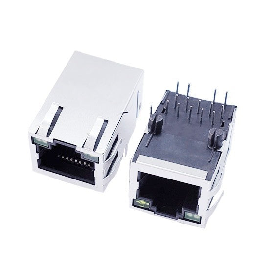 TW28543AWNL, 1000 Base Gigabit RJ45 MagJack Tab Up with Green/ Green Led - TeleWire Technology