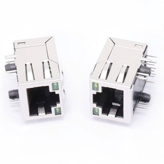 TW27317AFNL, 10/100 Base Ethernet RJ45 with Transformer Tab Down with Green/Green Led - TeleWire Technology