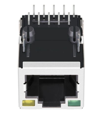 TW27779BENL, 10/100 Base RJ45 MagJack with PoE+ Tab Up with Green/ Yellow Led - TeleWire Technology