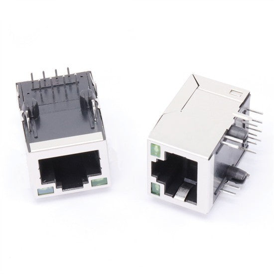 TWE612NFNL, RJ45 Connector without Transformer Tab Up with Green/ Green Led - TeleWire Technology