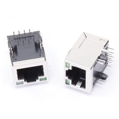 TWE612NFNL, RJ45 Connector without Transformer Tab Up with Green/ Green Led