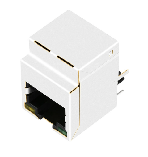 TWD6122BENL, 10/100 Base Vertical RJ45 with Transformer Tab Up with Green/ Yellow Led - TeleWire Technology